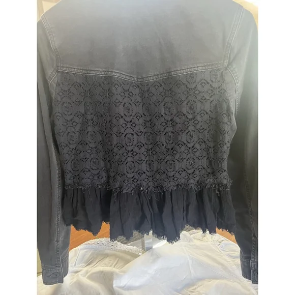 Free People Multi Textured Jacket Womens Size 2 Distressed Button Up GUC - Picture 12 of 16